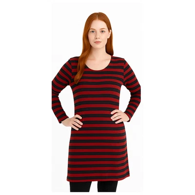 Vestido túnica Joan Vass para mujer talla 2 (12/14) rojo negro metálico mezcla de algodón Foto 1 de 4