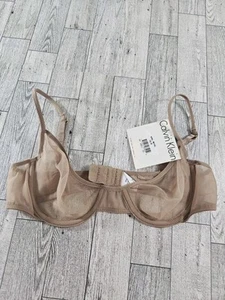 Reggiseno Calvin Klein 36A con ferretto beige maglia trasparente nudo nuovo con etichetta - Foto 1 di 3