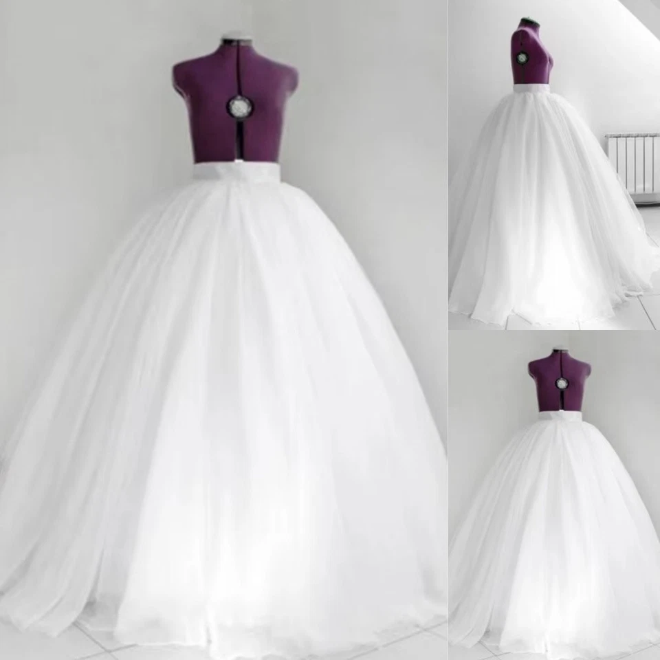 Saia de tule branca marfim inchada longa elástica feminina saia de cintura alta - Imagem 1 de 4