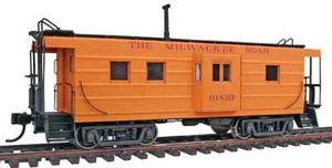 MILWAUKEE ROAD RIB SIDE BAY WINDOW CABOOSE - HO SCALE w/INTERIOR PLATINUM NEW - Picture 1 of 10