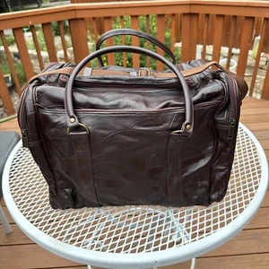 Leder Reisetasche 18" dunkelbraun Reisegepäck Tasche Doppelgriff Schultergurt - Bild 1 von 8