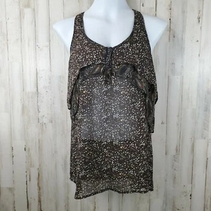 Mossimo Womens Tank Top M Brown Sheer Teired Racerback J2 - Picture 1 of 6
