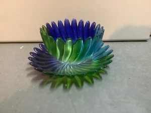 Walther glass petal bowl & dish art glass - Foto 1 di 4