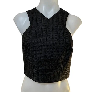 Portmans Top Size 8 Black Textured Sleeveless V Neck Full Zip Back Party Womens - Picture 1 of 12