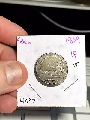 1869 Spain 1 Peseta - Image 1 of 2