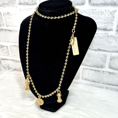 Rara Collana Balenciaga Catena Oro Cintura Vintage Ciondolo Lungo Metallo Oro Donna