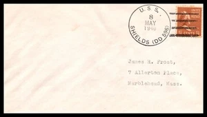 Naval Cover USS Shields DD-596 1940 - Picture 1 of 2