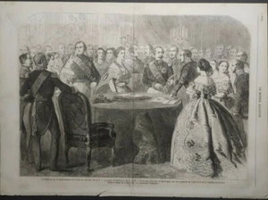 Antiker Druck Hochzeit Prinzessin Clotilde Savoyen Prinz Napoleon 1859 - Bild 1 von 2