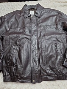FIELD GEAR Heavy Leather Jacket Coat Brown Men’s Sz Med Biker Vintage - Picture 1 of 13