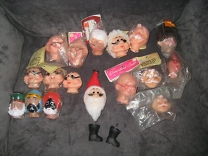 17 CRAFT DOLL HEADS SANTA,MRS CLAUSE 3 WISE MEN CLOWNS - Picture 1 of 3
