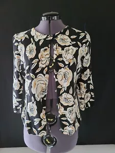 Maglione cardigan floreale da donna Elementz taglia M bianco posteriore manica a 3/4 collo rotondo - Foto 1 di 12