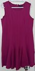 Lands’ End magenta pleated ponte knit fit and flare dress Size 16P
