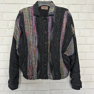 Deborah Cross Jacket Wearable Artisan Crafted Woven Art to Wear Lagenlook Medium - Image 1 of 4