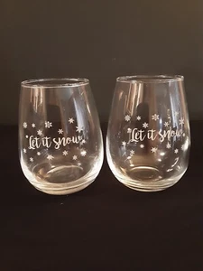 Let It Snow Holiday Weihnachten stiellose klare Weingläser 2er Set - Bild 1 von 8