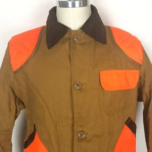 Vintage American Field Hunting Jacket Mens L Safety Orange Duck Canvas Corduroy - Picture 1 of 12