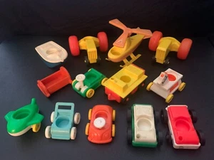 Vintage Fisher Price FP Vehicle Helicopter Boat Tractor Car Lot + MORE! 13pcs - Picture 1 of 7