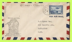 Canada 1939 Trans-Canada Airmail flight Cover, Ottawa-Toronto, cachet cover - Picture 1 of 1