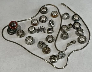 Cute Charms 925 Silver Necklace 21 Pieces With Chain Vintage Made In Thailand - Picture 1 of 24