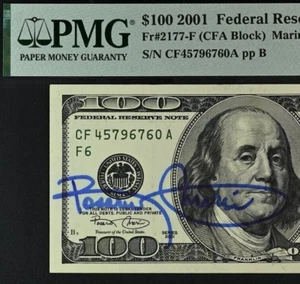 2001 $100 Federal Reserve Note PMG 55 - Courtesy Autograph Rosario Marin - Picture 1 of 3