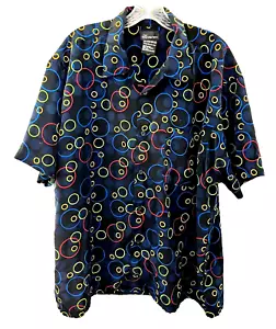 No Boundaries Herren XL Kurzarm Kreise Viskose Typ Button Down Hemd Retro - Bild 1 von 9