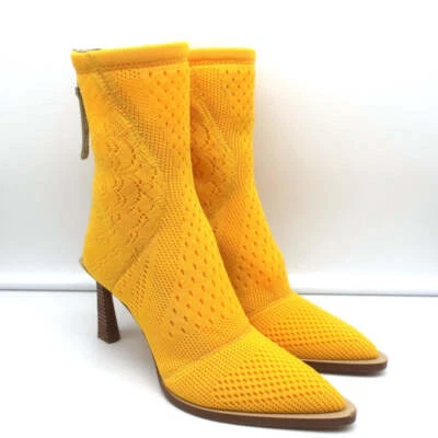 Botines Fendi Marco Jacquard Malla Tejido Amarillo Talla 36 Punta Tacón Foto 1 de 4