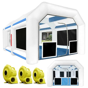 Upgraded Inflatable Spray Booth 21.5X13X9FT Portable Paint Booth & Three Blowers - Picture 1 of 10