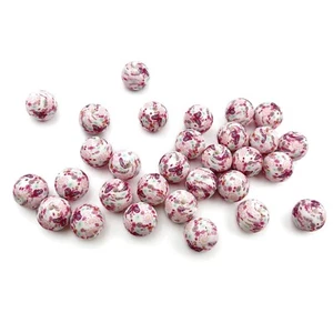 30Pcs Silicone Printed Beads Pink Flower Print Beads 15mm Butterfly Printed B... - Picture 1 of 7
