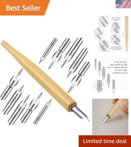 11 Pieces , G Ink Pen Nib Stainless Steel Drawing Calligraphy with Wooden Hol... - Picture 1 of 8