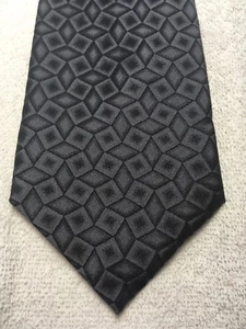 DKNY HERRENKRAWATTE SCHWARZ UND GRAU MUSTER 3,75 X 61 NEU OHNE ETIKETT - Bild 1 von 4