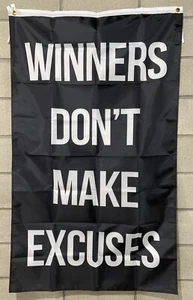 Gym Motivation Flag FREE SHIP Winners Don’t Make Excuses Lifting Garage USA 3x5’ - Picture 1 of 1