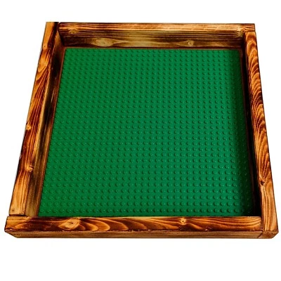 12" x 12" Wood Tray w/ 10x10 Green Baseplate Compatible w/ Lego + Brick Storage - Image 1 of 4