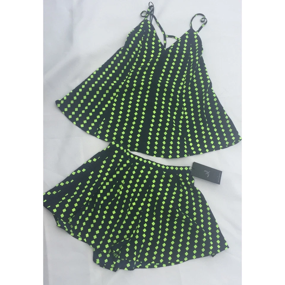 The Fifth Navy & Yellow Print Cami Top & Short Set / Outfit Size XL RRP £65 - Image 1 of 4