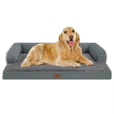 Cama ortopédica grande para perros lavable espuma viscoelástica impermeable gris oscuro Foto 1 de 4