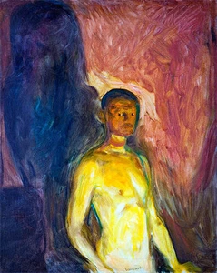 Self Portrait in Hell by Edvard Munch A1 High Quality Canvas Print - Picture 1 of 1