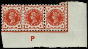 1887 1/2d Vermilion SG197 CONTROL P (I) Strip of 3 Fine Mint Jubilee - Picture 1 of 1