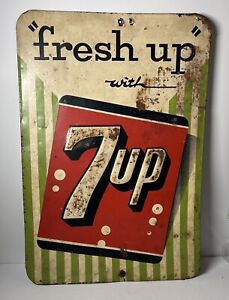 1950's Metal 7up Embossed Sign  19.25" x 13.25"