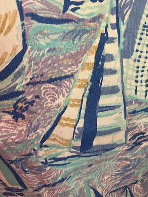 Lilly Pulitzer  Lavender Sailboats 18”x18” Cotton Dobby  fabric square - Image 1 of 4