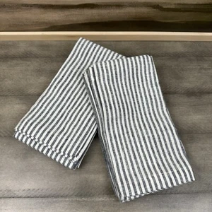 Pottery Barn Wheaton Striped Linen Cotton Napkins Set of 8 Navy NWOT - Picture 1 of 5