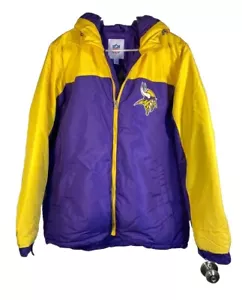 Minnesota Vikings NFL Team Apparel Purple Yellow Zip Hooded Jacket Size M NWT - Picture 1 of 10