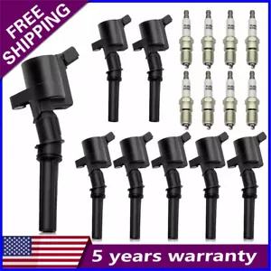 For Ford F150 Lincoln 4.6L 5.4L V8 8x Spark Plugs & 8 Pack Ignition Coils DG508 - Picture 1 of 14