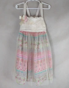 Bonnie Jean Ivory Lace Floral Tutu Sundress With Bow Girls Size 6 - Picture 1 of 4