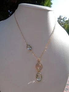 Gold Kette, mit grünem Amethyst an Spirale, Gold Filled - Bild 1 von 11