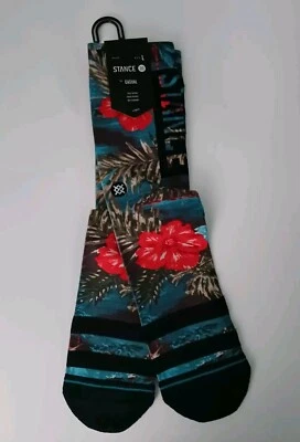CON ETIQUETA x1 Stance Informal Azul Oscuro Multicolor Tropical Crew Calcetín Talla 9-13 Grande  Foto 1 de 4