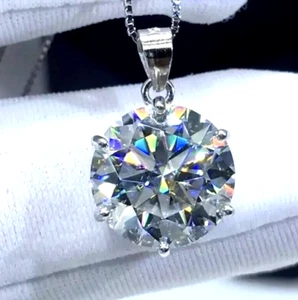 RARE 12.00 Ct Certified White Diamond Solitaire Pendant-FREE Diamond Studs ! - Picture 1 of 10