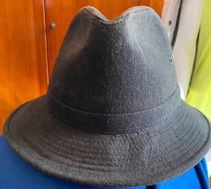 DORFMAN PACIFIC Black Men's Fedora Outback Style Hat Size Large 100% Cotton - Picture 1 of 7