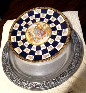 Wilton vintage Pewter Rotating 17" Serving Tray & hand made plate 14" - Picture 1 of 12