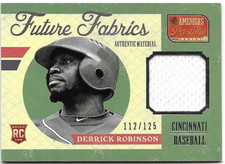 2013 Panini America's Pastime Future Fabrics #14 Derrick Robinson Jersey /125