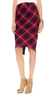 Falda combinada lápiz a cuadros geométrica roja Free People para mujer talla 4 Foto 1 de 4