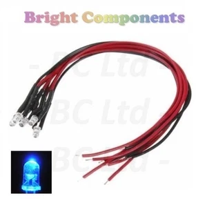 5x Flashing Pre-Wired Blue LED 3mm Ultra Bright : 9V ~ 12V : UK Seller - Picture 1 of 1