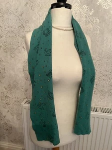 VTG 70’s Knit Astrology Print Green Rectangular Neck Scarf. Mr19645 - Picture 1 of 3